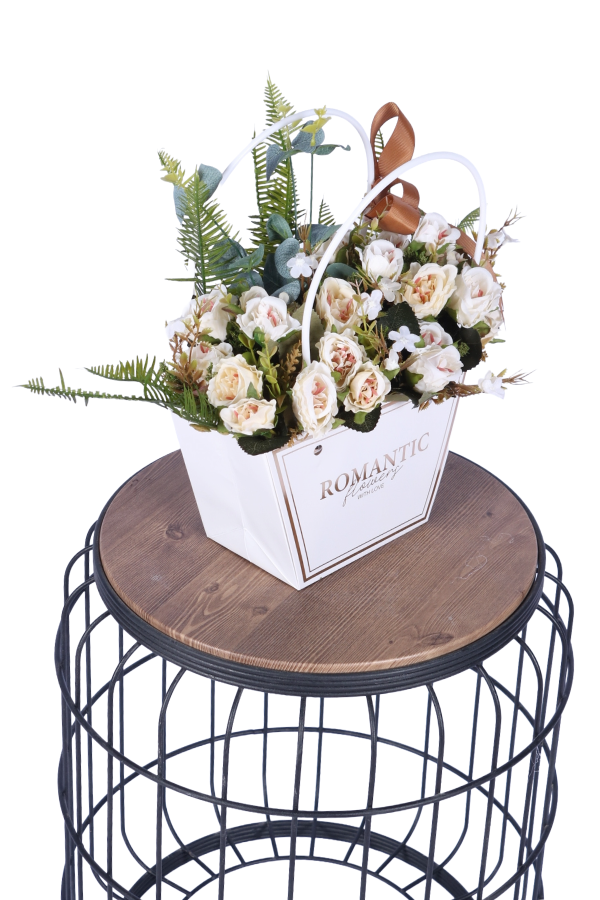 Yapay Çiçekli Romantic Çantalı Aranjman Model 15 - 3