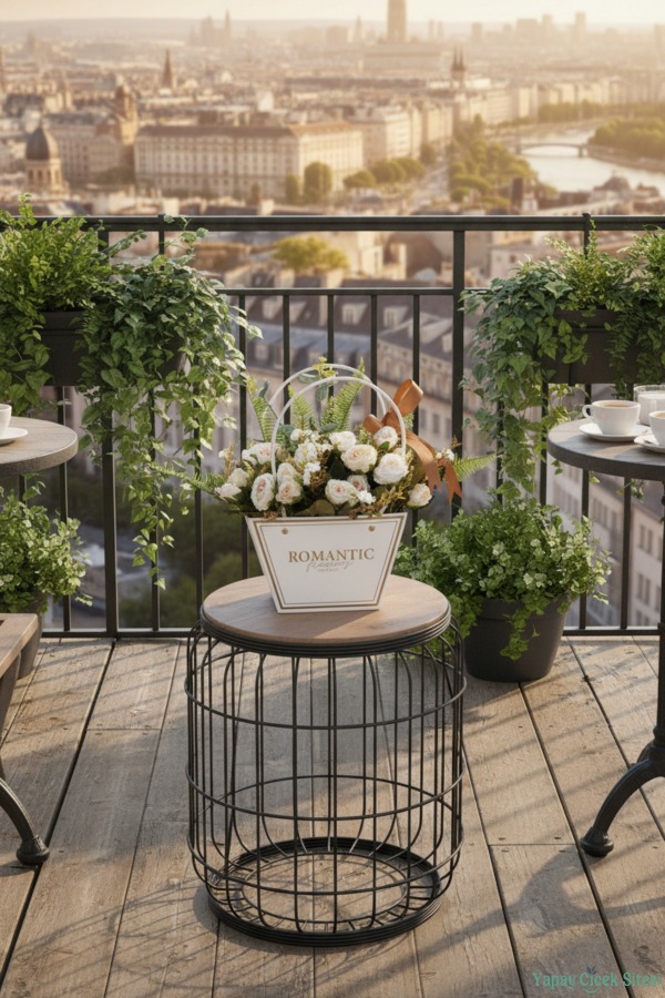 Yapay Çiçekli Romantic Çantalı Aranjman Model 15 - 4