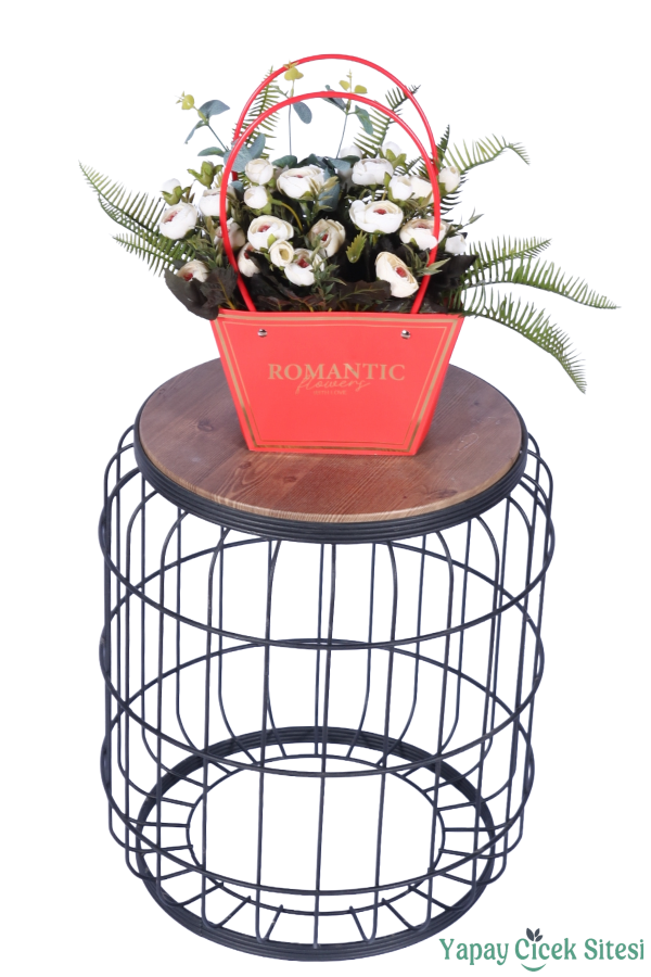Yapay Çiçekli Romantic Çantalı Aranjman Model 16 - 2