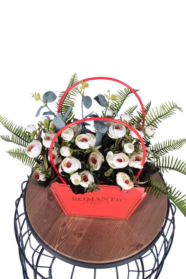 Yapay Çiçekli Romantic Çantalı Aranjman Model 16 - 3