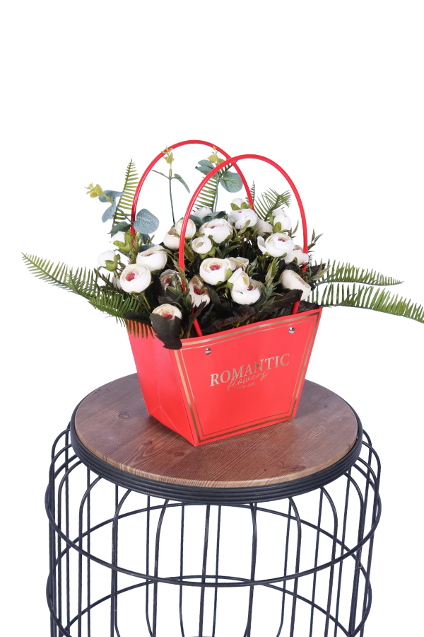 Yapay Çiçekli Romantic Çantalı Aranjman Model 16 - 4