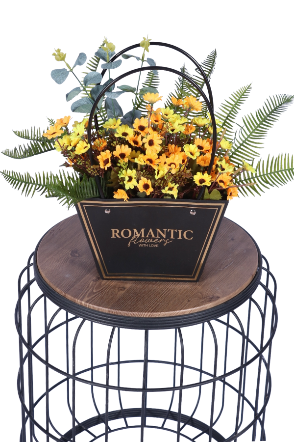 Yapay Çiçekli Romantic Çantalı Aranjman Model 17 - 1