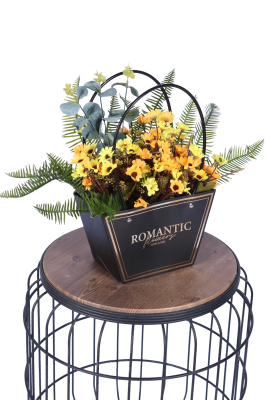 Yapay Çiçekli Romantic Çantalı Aranjman Model 17 - 2