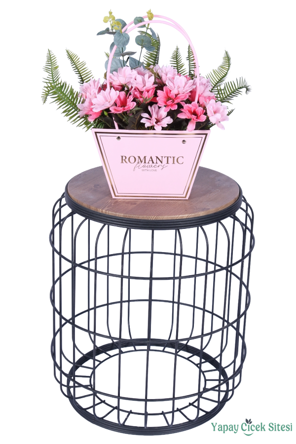 Yapay Çiçekli Romantic Çantalı Aranjman Model 18 - 2