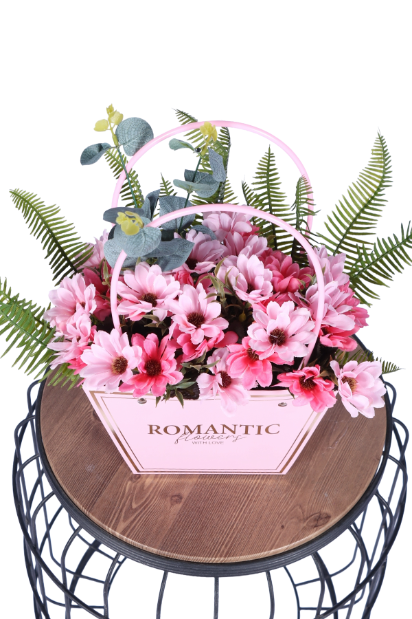 Yapay Çiçekli Romantic Çantalı Aranjman Model 18 - 3