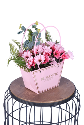 Yapay Çiçekli Romantic Çantalı Aranjman Model 18 - 4