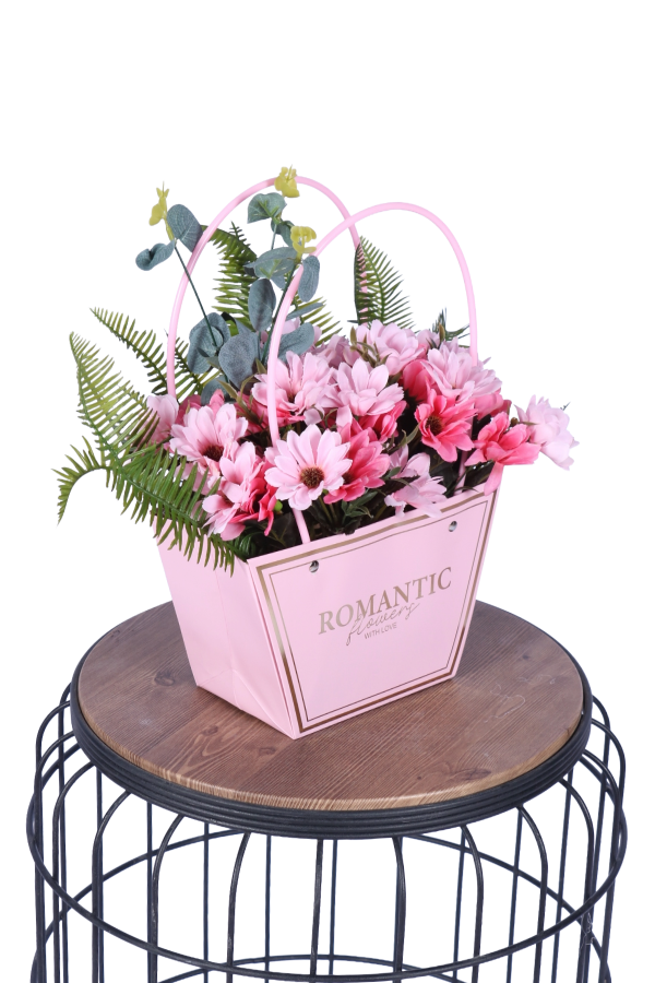 Yapay Çiçekli Romantic Çantalı Aranjman Model 18 - 4