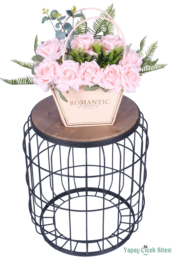 Yapay Çiçekli Romantic Çantalı Aranjman Model 19 - 2
