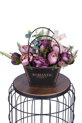 Yapay Çiçekli Romantic Çantalı Aranjman Model 20 - Yapay Çiçek Sitesi