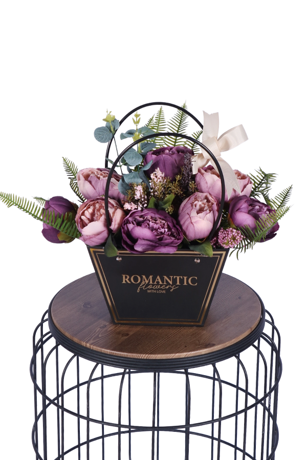 Yapay Çiçekli Romantic Çantalı Aranjman Model 20 - 1