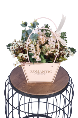 Yapay Çiçekli Romantic Çantalı Aranjman Model 21 - 1