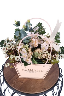 Yapay Çiçekli Romantic Çantalı Aranjman Model 21 - 3