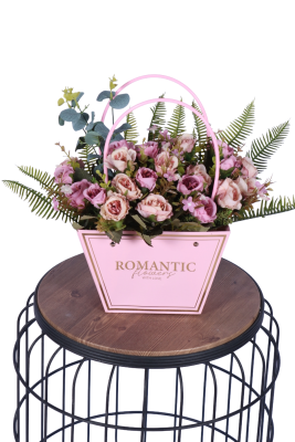 Yapay Çiçekli Romantic Çantalı Aranjman Model 4 - Yapay Çiçek Sitesi