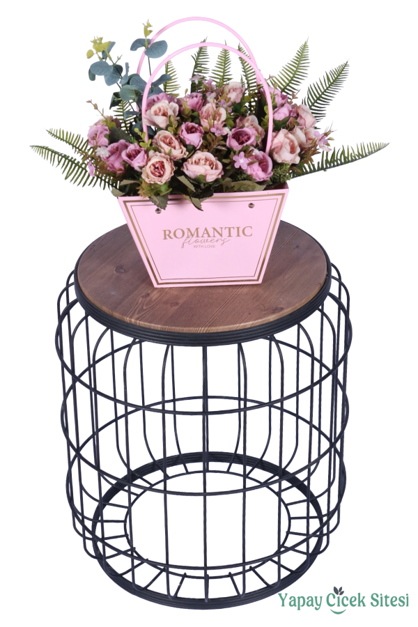 Yapay Çiçekli Romantic Çantalı Aranjman Model 4 - 2