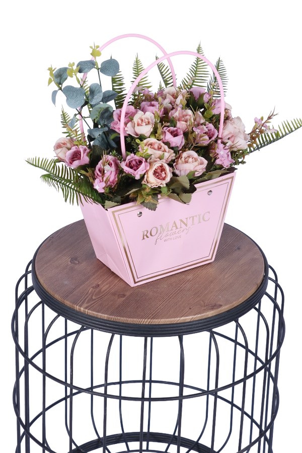 Yapay Çiçekli Romantic Çantalı Aranjman Model 4 - 4