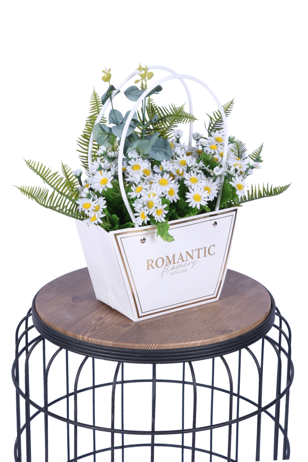 Yapay Çiçekli Romantic Çantalı Aranjman Model 6 - 3