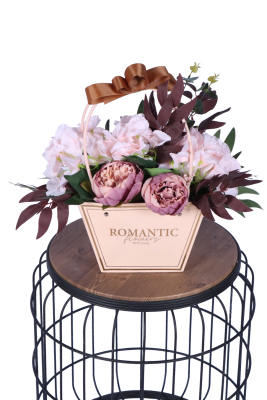Yapay Çiçekli Romantic Çantalı Aranjman Model 8 - 1