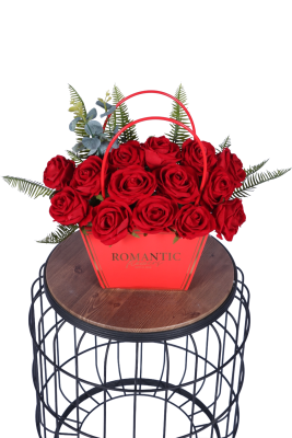 Yapay Çiçekli Romantic Romantic Çantalı Aranjman Model 10 - 1
