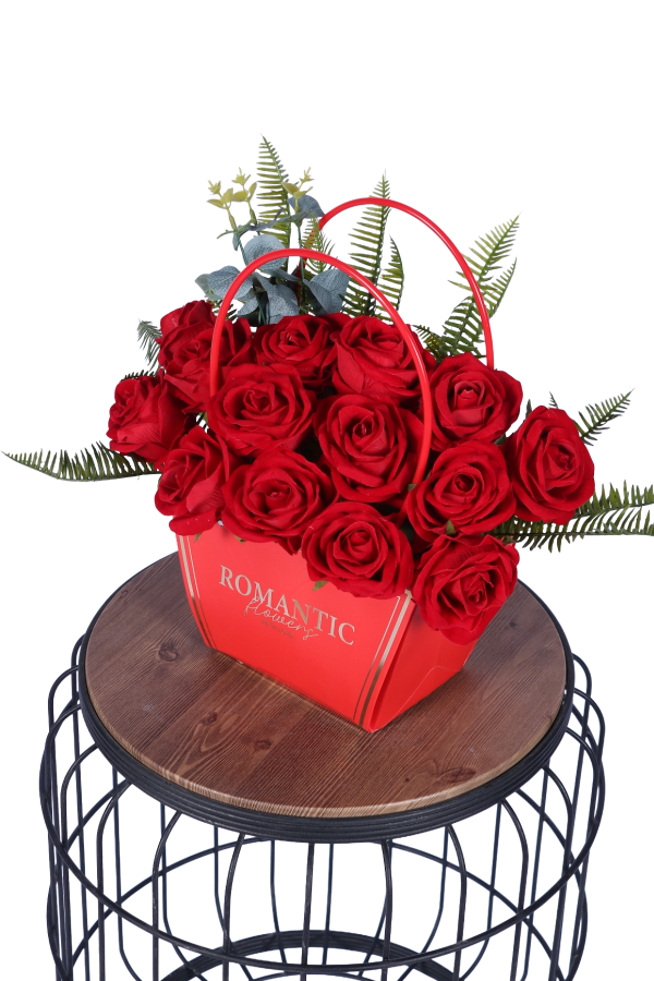 Yapay Çiçekli Romantic Romantic Çantalı Aranjman Model 10 - 4
