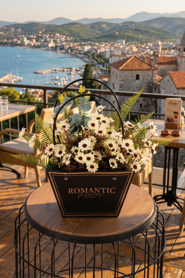 Yapay Çiçekli Romantic Çantalı Aranjman Model 7 - 4
