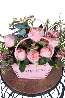 Yapay Çiçekli Romantic Çantalı Aranjman Model 9 - 1