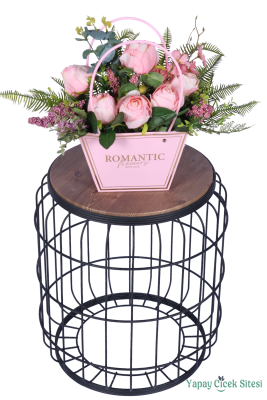 Yapay Çiçekli Romantic Çantalı Aranjman Model 9 - 2