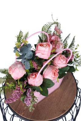 Yapay Çiçekli Romantic Çantalı Aranjman Model 9 - 3