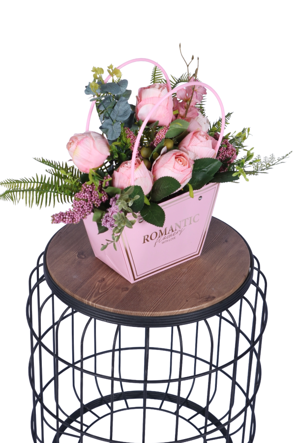 Yapay Çiçekli Romantic Çantalı Aranjman Model 9 - 4