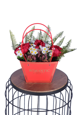 Yapay Çiçekli Romantic Çantalı Aranjman Model 22 - Yapay Çiçek Sitesi