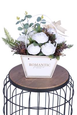 Yapay Çiçekli Romantic Çantalı Aranjman Model 23 - 1