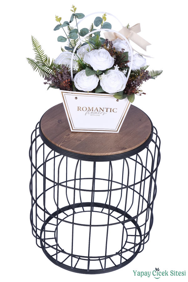 Yapay Çiçekli Romantic Çantalı Aranjman Model 23 - 2