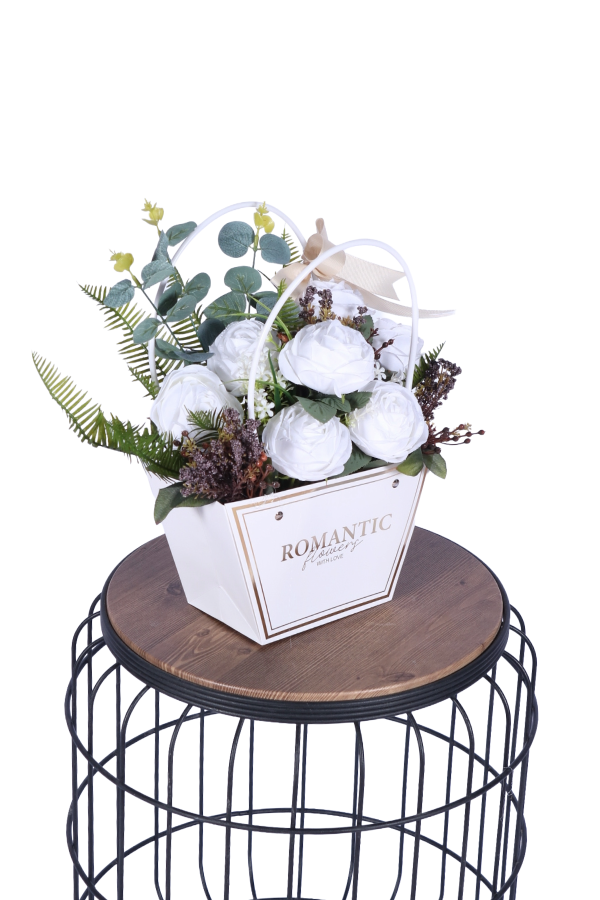 Yapay Çiçekli Romantic Çantalı Aranjman Model 23 - 3