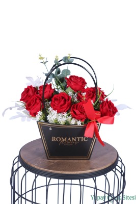 Yapay Çiçekli Romantic Çantalı Aranjman Model 24 - 1
