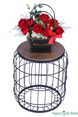 Yapay Çiçekli Romantic Çantalı Aranjman Model 24 - 2