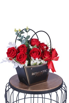 Yapay Çiçekli Romantic Çantalı Aranjman Model 24 - 3