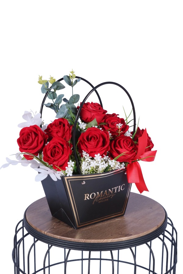 Yapay Çiçekli Romantic Çantalı Aranjman Model 24 - 3