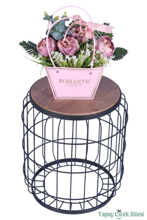 Yapay Çiçekli Romantic Çantalı Aranjman Model 25 - 2