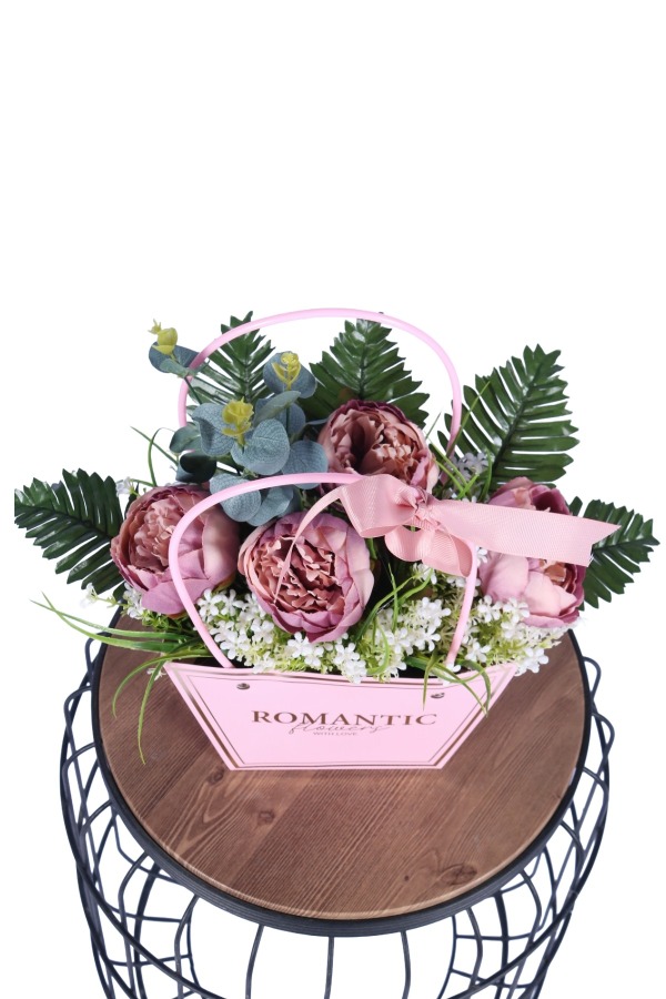 Yapay Çiçekli Romantic Çantalı Aranjman Model 25 - 3