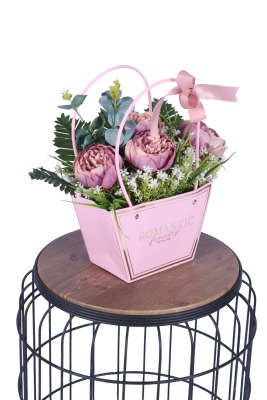Yapay Çiçekli Romantic Çantalı Aranjman Model 25 - 4