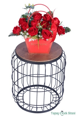 Yapay Çiçekli Romantic Çantalı Aranjman Model 26 - 2