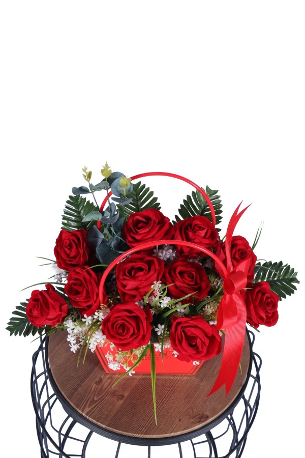 Yapay Çiçekli Romantic Çantalı Aranjman Model 26 - 3