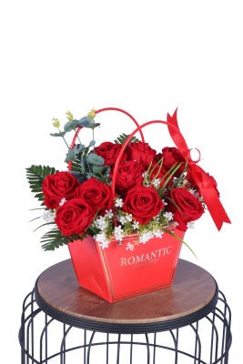 Yapay Çiçekli Romantic Çantalı Aranjman Model 26 - 4