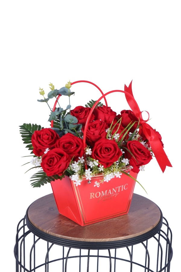 Yapay Çiçekli Romantic Çantalı Aranjman Model 26 - 4