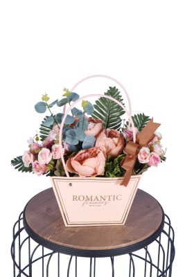 Yapay Çiçekli Romantic Çantalı Aranjman Model 27 - 1