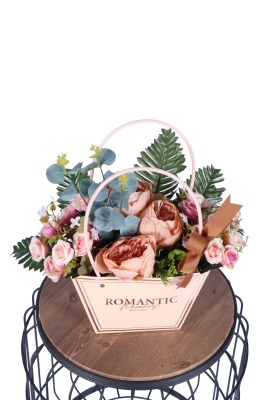 Yapay Çiçekli Romantic Çantalı Aranjman Model 27 - 2