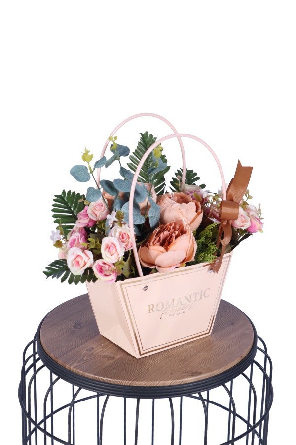 Yapay Çiçekli Romantic Çantalı Aranjman Model 27 - 3