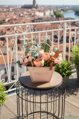 Yapay Çiçekli Romantic Çantalı Aranjman Model 27 - 4
