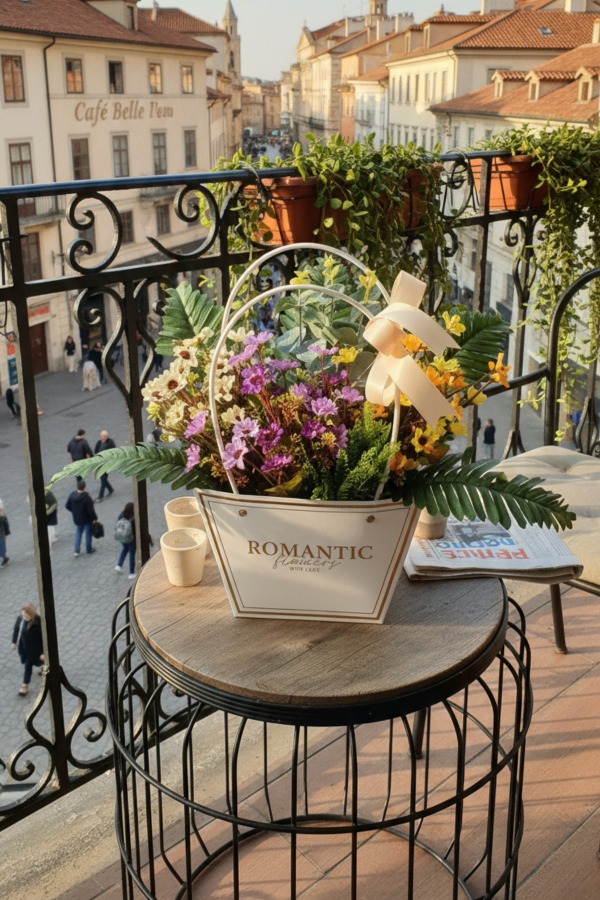 Yapay Çiçekli Romantic Çantalı Aranjman Model 28 - 5