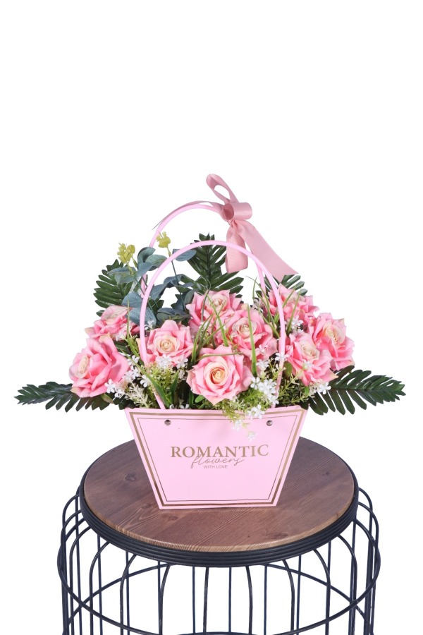 Yapay Çiçekli Romantic Çantalı Aranjman Model 29 - 1