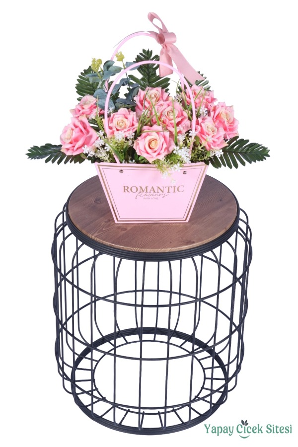 Yapay Çiçekli Romantic Çantalı Aranjman Model 29 - 2